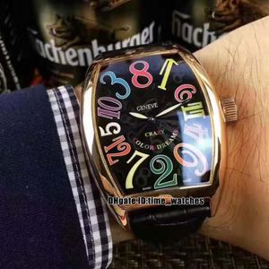 Alta calidad Crazy Hours Reloj automático para hombre Caja de oro rosa Dial negro 8880 CH Número de color Caballeros Relojes deportivos Relojes de cuero S265M