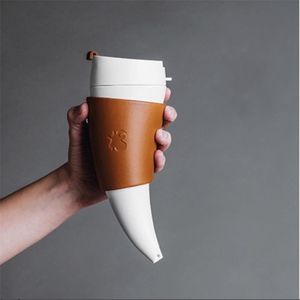 Taza creativa de alta calidad de 230 ml con cuerno de cabra, taza de café con revestimiento de acero inoxidable, taza de aislamiento al vacío 210804