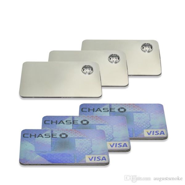 Haute qualité carte de crédit en métal brûleur à mazout tuyau en métal herbe pipe à fumer forme de carte de crédit portable en métal pipe à fumer