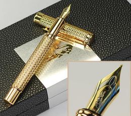 Crocodile de alta calidad M NIB Gold Metal Fountain Pen School Stationery Fashion Writing Ink Pens para Birthday Gift8504188