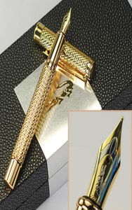 Hoogwaardige krokodil M NIB Gold Metal Fountain Pen School Office Stationery Mode Writing Ink Pens for Birthday Gift5954729