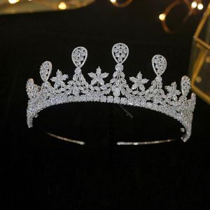 Tiara nupcial de boda de circonia cúbica de cristal de alta calidad, tiara de corona de lujo, accesorios para el cabello fiesta de baile para mujer 2828