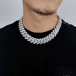 Bijoux hip hop cubana de haute qualité 20 mm sterling VVS VVS Moisanite Diamond Iced Out Coubain Collier de chaîne de liaison pour hommes