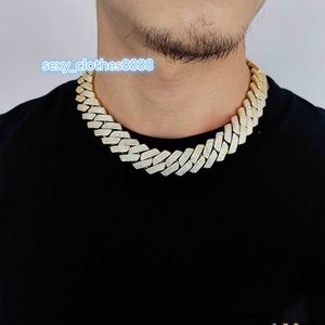 Bijoux Hip Hop Cubana de haute qualité, collier en argent Sterling 925 VVS Moissanite diamant glacé, chaîne à maillons cubains pour hommes, 20mm