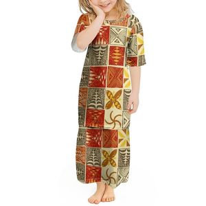 Hoge kwaliteit aangepast patroon meisjes Samoa Tonga Puletasi Set Polynesische Tribal Tapa peuter kinderjurken kinderkledingsets 220706