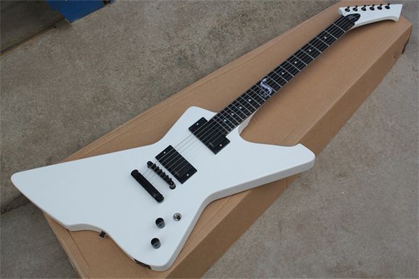 Tienda personalizada de alta calidad con incrustaciones de serpiente, guitarra eléctrica blanca, serie Signature, cuerpo de caoba, diapasón de palisandro, herrajes negros