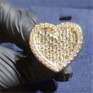 Hoge kwaliteit aangepaste Sterling Sier aangepaste sieraden Moissanite VVS Lab Diamond Hip Hop Heart Ring