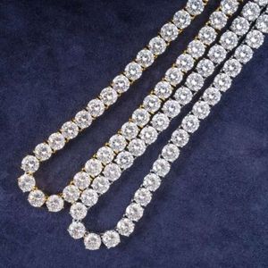 Collier chaîne de Tennis en diamant Moissanite personnalisé de haute qualité, 6 Mm, en argent Sterling 925, chaîne en or jaune