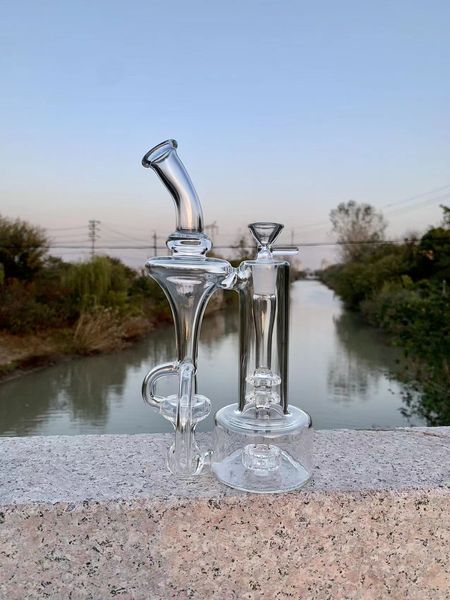 Alta calidad, estilo personalizado, colector de cenizas, panal, bong, cachimbas, shisha, vidrio de borosilicato, edición limitada, plata de zafiro, plataforma petrolera de cachimba, 14 mm, 18 mm, dar dos regalos