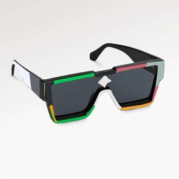 Lunettes de soleil masque cyclone de haute qualité pour hommes motif cristal luxueux miroir décoratif imprimé multicolore lunettes résistantes aux UV400 avec étui de protection Z2031E