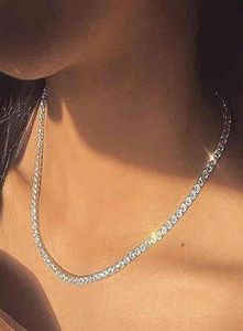Collier de tour de cou CZ Cumbic Zirconia Femmes 2 mm M 5 mm Sier 18K Gold plaqué mince chaîne de diamant Collier de tennis244f5121517