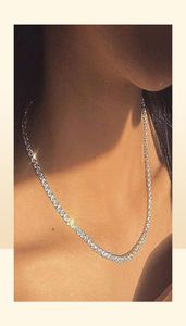 Hoge kwaliteit CZ Cubic zirconia choker ketting vrouwen 2 mm m 5 mm sier 18K vergulde dunne diamanten ketting tennis ketting21016796283