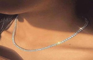 Hoge kwaliteit CZ Cubic zirconia choker ketting vrouwen 2 mm m 5 mm sier 18K vergulde dunne diamanten ketting tennis ketting244F8779155