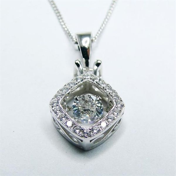 Colgante de piedra CZ de alta calidad en plata de ley 925 con diamantes bailando, collar con colgante de mujer CZ para regalo de compromiso 210524208z