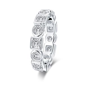 Bague Mosonite de couleur D de haute qualité pour femmes, bague en diamant à une rangée en argent Sterling 925 mélangée avec un anneau de queue pour tout le corps