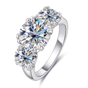 Haute qualité D couleur trois pierre style 5 CT Moissanite bague en diamant femme S925 bague en argent sterling plaqué or 18 carats bijoux pour femmes pour l'Europe et l'Amérique