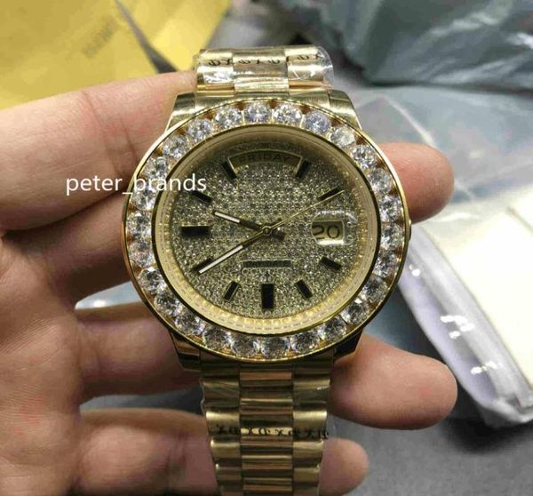 Reloj de día de alta calidad Watch18k Gold Luxury Mens Watch Big Diamond Bisel Gold Steel Increp Store Original Store Automatic Men Watches3352437