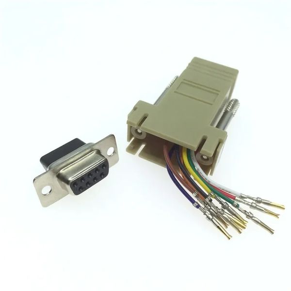 DB9 de haute qualité Femelle à RJ45 Femme DB9 à RJ45 Connecteur de l'adaptateur RS232 CAB-9AS-FDTE à RJ45 DB9 pour ordinateur AQJG