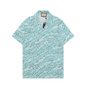 Hoge Kwaliteit Ontwerp Blouse Shirts Heren Camisas De Hombre Mode Geometrische Letter Print Casual Shirts Mannen Korte Mouw Turn Down Kraag Business Dress Shirt M-3XL06