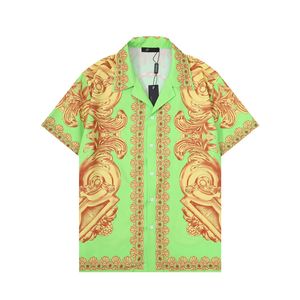 Hoge Kwaliteit Ontwerp Blouse Shirts Heren Camisas De Hombre Mode Geometrische Letter Print Casual Shirts Mannen Korte Mouw Turn Down Kraag Business Dress Shirt M-3XL012