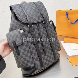 Hoogwaardige Designer Backpack For Man Woman Luxury Handtas Sport Outdoor Packs Banden Dames Zwart Grid Lederen Tassen Grote capaciteit Opslag Bagage Mannen Rugzakken