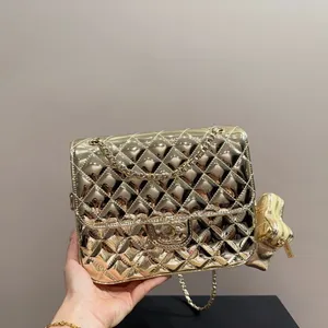 Designertas diore Bag Luxe cc Star-portemonnee Gespiegeld leer met dubbele ketting Luxe crossbodytas cc-rugzak 24C Star Chain-schoudertas met gouden en zilveren clutch