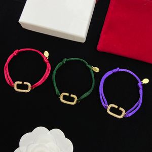 Haute Qualité Designer Bracelet Charme diamant bracelet corde bracelet avec 14K Plaqué Or pendentif pour les femmes Lettre V Bijoux