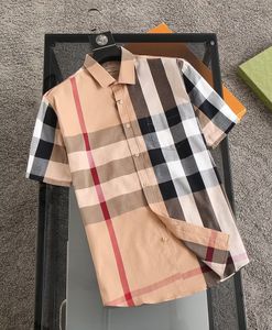 Camisa informal de diseñador de alta calidad Burbereys Camisas de Hombre Moda Geométrica Verificación Impresión de la solapa de manga corta Negocio versátil M-3xl R24