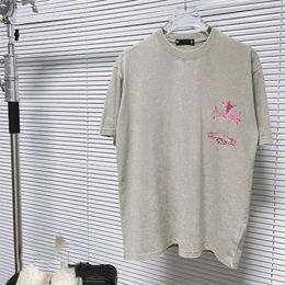 Hoogwaardige designerkleding correct Croix gewassen noodlijdende bloemenkruis gedrukt T-shirt met korte mouwen voor beide mannen vrouwen