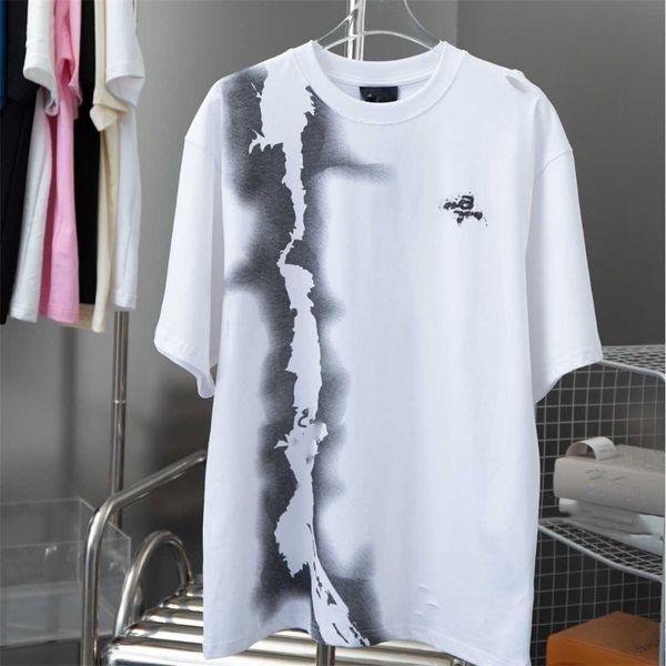 Vêtements de designer de haute qualité Paris Modèle correct Texte T-shirt à manches courtes fragmentées avec texture mate Soft Touch Couple Style