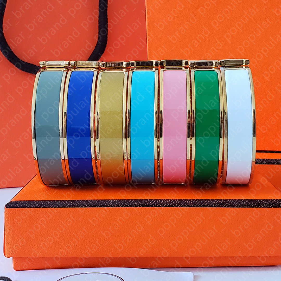 Pulsera de diseñador Pulsera de oro de 18 quilates Pulsera de hombre para mujer Pulsera de brazalete Pulsera de San Valentín de 12 mm de ancho con bolsa de regalo