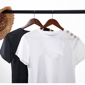 2023, camisetas de lujo a la moda para mujer, camisetas de manga corta con letras doradas divertidas de algodón para hombre y mujer, camiseta informal para chica bonita