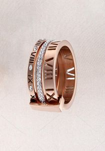 Designer de haute qualité pour femme Ring Zirconia Engagement Titanium Steel Amations de mariage Silver Rose Gold Fashion Digital Jewelr1833178