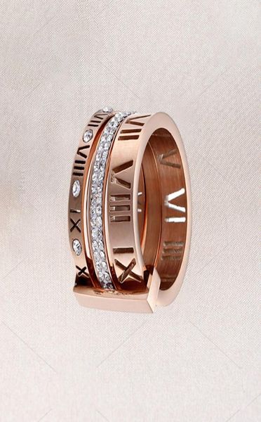 Designer de haute qualité pour femme Ring Zirconia Engagement Titanium Steel Amations de mariage Silver Rose Gold Fashion Digital Jewelr1301496