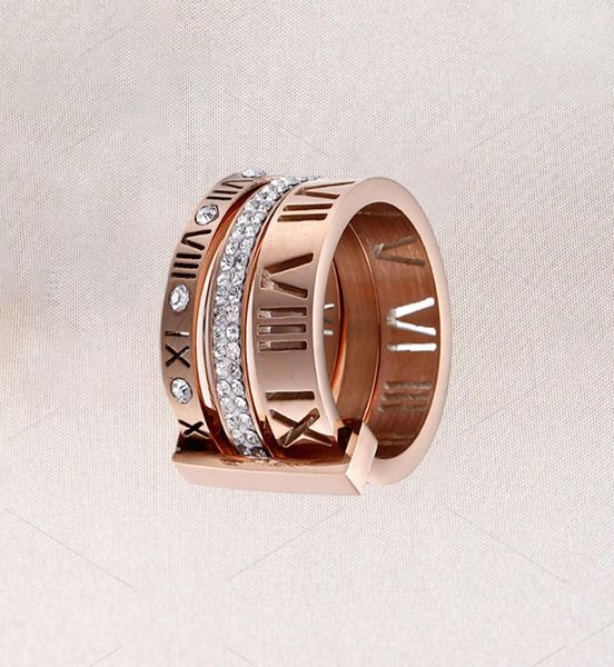 Designer de haute qualité pour femme Ring Zirconia Engagement Titanium Steel Love Anness de mariage Silver Rose Gold Fashion Digital Jewelr3013017