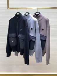 Hoge kwaliteit designer jassen, stijlvol nylon zakstiksel ontwerp gebreide trui vest luxe high-end heren casual jas