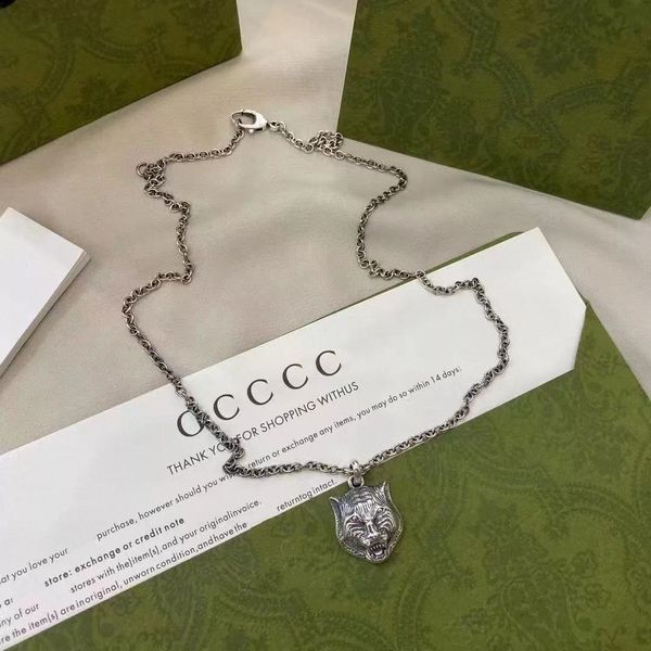 Collier de bijoux de créateur de haute qualité 925 Chaîne en argent pour hommes avec des colliers de créateurs de pendentif tigre cadeau g462i