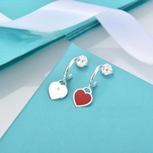 Boucles d'oreilles de cerceau de haute qualité de créateur de haute qualité en argent sterling avec diamants mini boucles d'oreilles pour femmes de fiançailles cadeau de vacances avec boîte