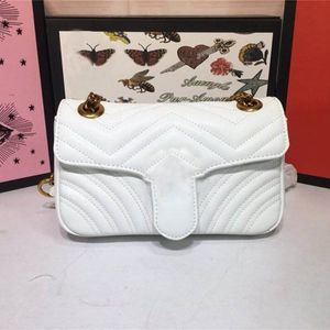 sacs à main de luxe design de haute qualité sacs à main femmes sacs à chaîne Marmont Quilting 446744 Petit sac à bandoulière en cuir blanc Matelass￩