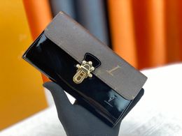 Portefeuille long de haute qualité pour hommes et femmes, boîte d'origine, pièce de monnaie ultra-mince, disponible en couleurs noir et rouge, portefeuille à boucle luxueux M61915