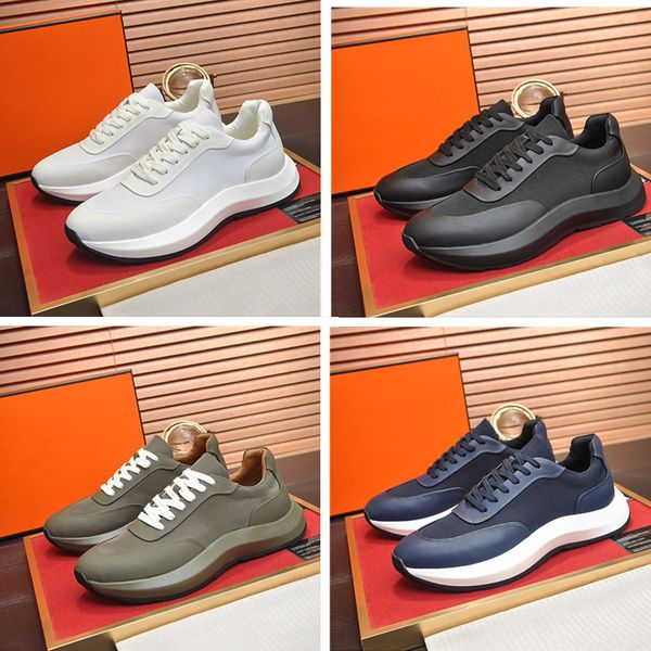 Baskets pour hommes de haute qualité en cuir classiques de Paris marque de tissu en nylon chaussures de sport décontractées à semelle épaisse noir blanc gris base de coussin respirant extérieur 45