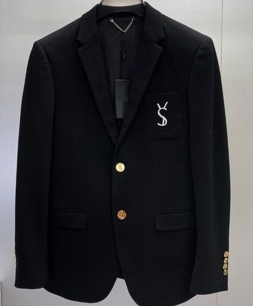 Haute qualité Designer hommes costume blanc lettre broderie noir affaires luxe hommes blazer veste {catégorie}
