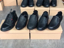Hoge Kwaliteit Designer Mens Jurk Schoenen Luxe Loafers Rijden Echt leer Italiaans slip op zwarte casual schoen ademend met doos 046