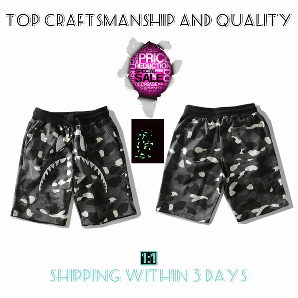 Top Craftsmanship Mens Shorts designer mens womens shark shorts Été tendance de la mode rue Pantalon de sport ciel étoilé lumineux Coton impression stéréo short de plage 1-1