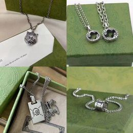 Hoge kwaliteit designer ketting 925 zilveren ketting heren dames dubbele ring kettingen Hanger schedel tijger met letter designer kettingen mode cadeau sieraden G677