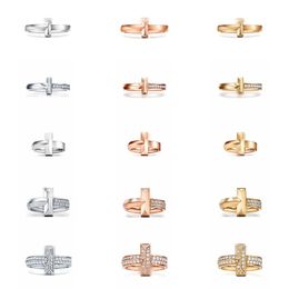 Hoogwaardige designerring Nieuwe T1 -ringen voor vrouwen met diamanten ringontwerper sieraden precisie trouwring goud kleur zilveren rosé ring 15 opties paar ringen