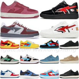 Zapatos de diseñador de alta calidad Zapatos casuales Hombres, mujeres, zapatos para correr, cuero de gamuza azul, cuero de gamuza rosa, cara de tiburón, zapatos deportivos negros con cordones, estilos al por mayor