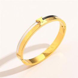 Diseñador de alta calidad Pulseras con dijes de acero inoxidable Moda para hombre para mujer Marca Carta Aceros Sello Annulus Brazalete Oro de lujo Plat2684