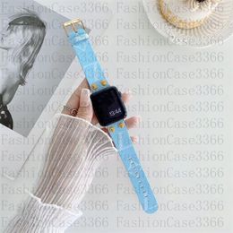 Hoge kwaliteit Designer Strap Watchbands Watch Band 42 38 40 44 41 45 49 mm Iwatch 2 3 4 5 6 7 8 Banden Lederen band Bracelet Fashion Stripes Watchband