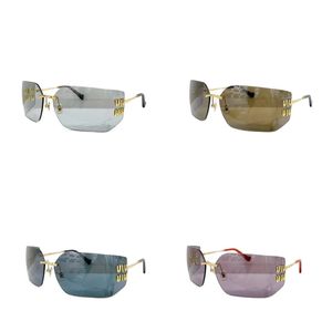 Hoge kwaliteit designer zonnebril mannen mui mui vintage randloze zonnebril oversized uv-bescherming zomer goggle mode strand accessoires ga0118 B4